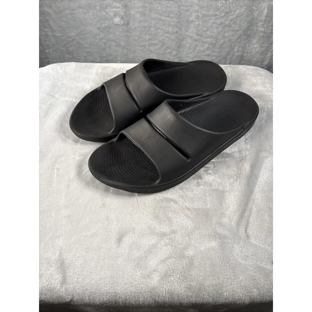 OOFOS OOahh Slides Mens Size 13 Black Comfort Sport Recovery Sandals Athleisure